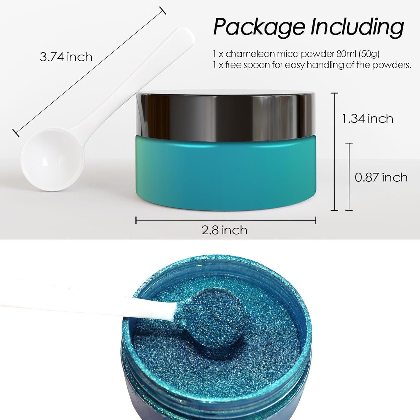Ceya Highly Chameleon Mica Pigment, 1.8oz/ 50g Ultramarine Green Chrome Powder, Cosmetic Grade Pearlescent Effect Color Shift Pigment for Epoxy Resin, Makeup, Nail Polish, Soap Dye, Candle Making