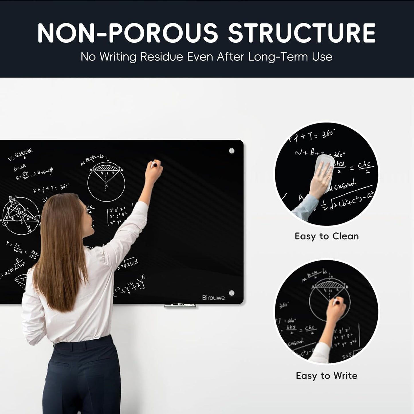 Magnetic Glass Blackboard - Glass Dry Erase Board 48"x36" Large Frameless Glass Board for Walls Office School and Home