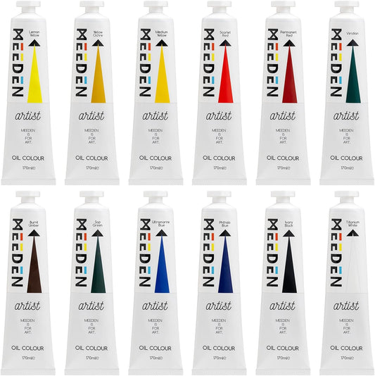 MEEDEN Artist Oil Paint Set - 12 Colors x 170ml/5.7oz Tubes - Art Supplies for Canvas Painting
