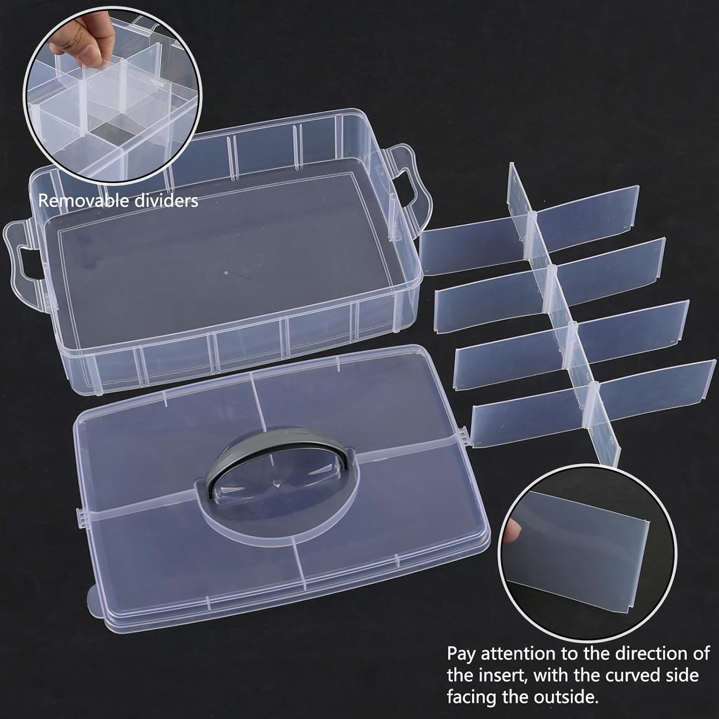 Zopnny 3-Tier Stackable Storage Container with Dividers, Clear Plastic Compartment Organizer Box for Art Crafts, Jewelry, Earrings, Sewing Supplies, Tool, 30 Grids