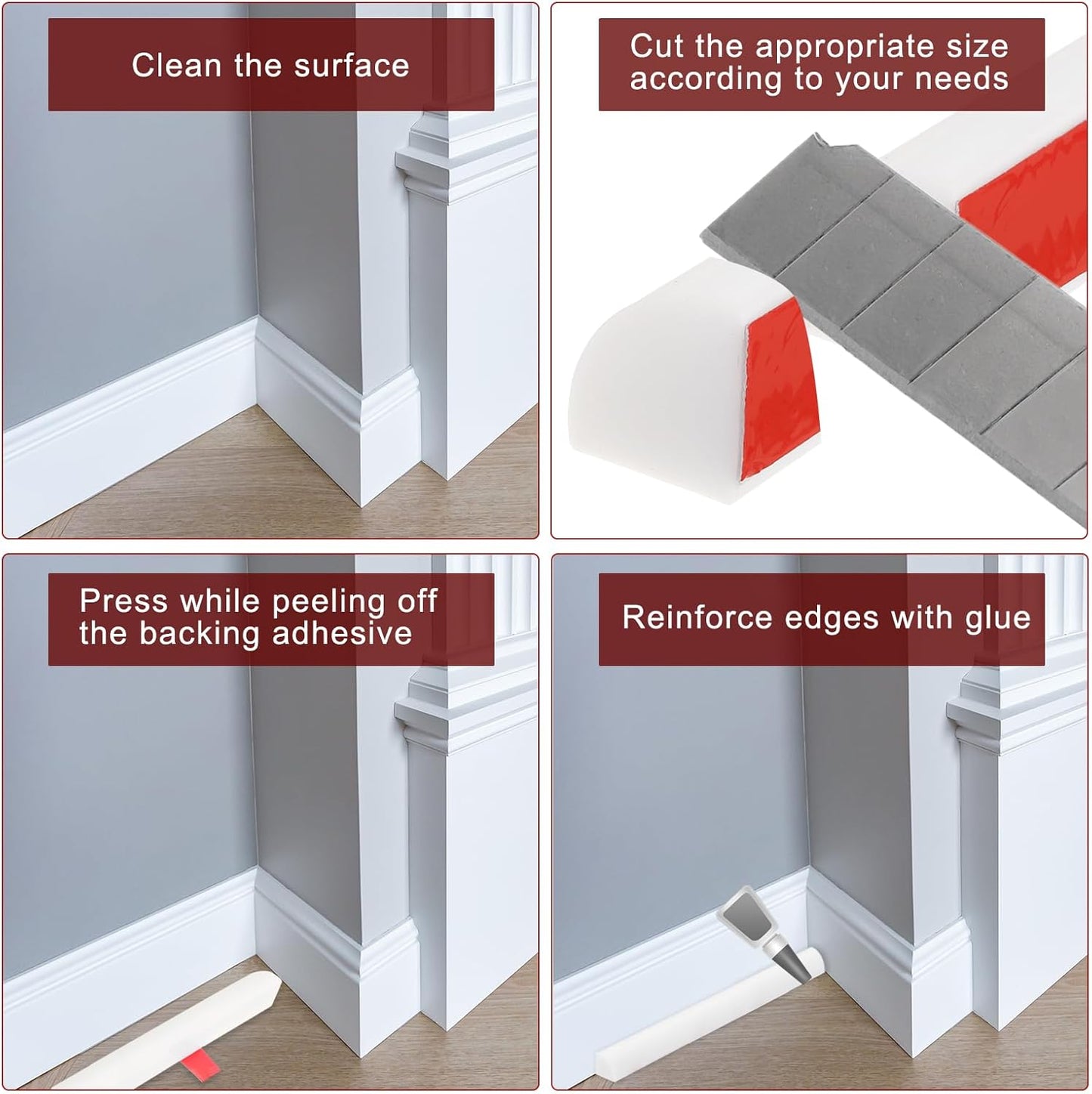 uxcell Flexible Molding Trim, 79 Inch Flexible Quarter Round Molding Silicone Peel and Stick Trim Self Adhesive Shower Water Barrier for Corner Decor Bathroom Kitchen, Black