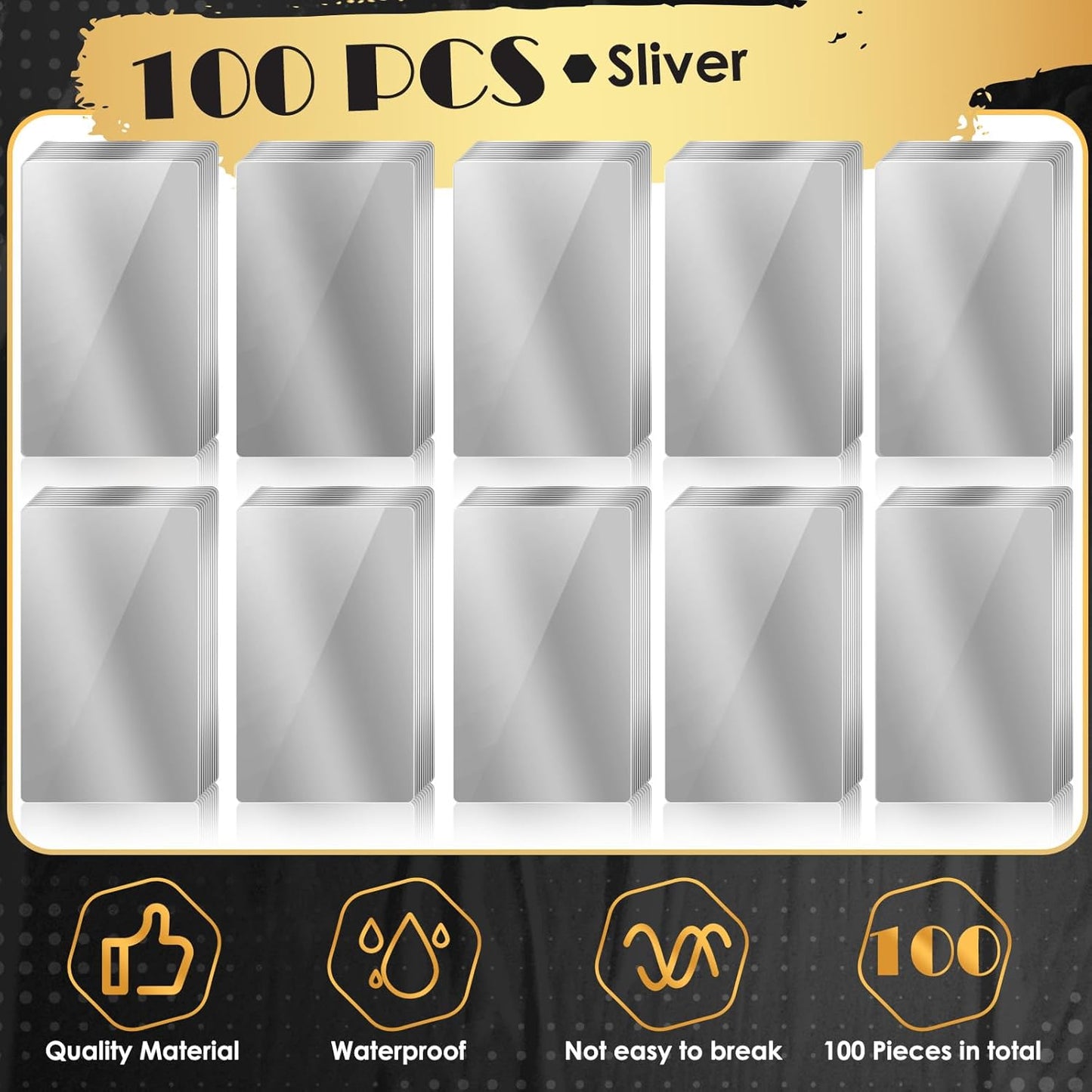 weparmeety 100 Pcs Sliver Metal Engraving Blanks Colorful Aluminum Sheet Laser Engraving Business Card Multipurpose DIY Gift Cards 86 x 54 x 0.21 mm