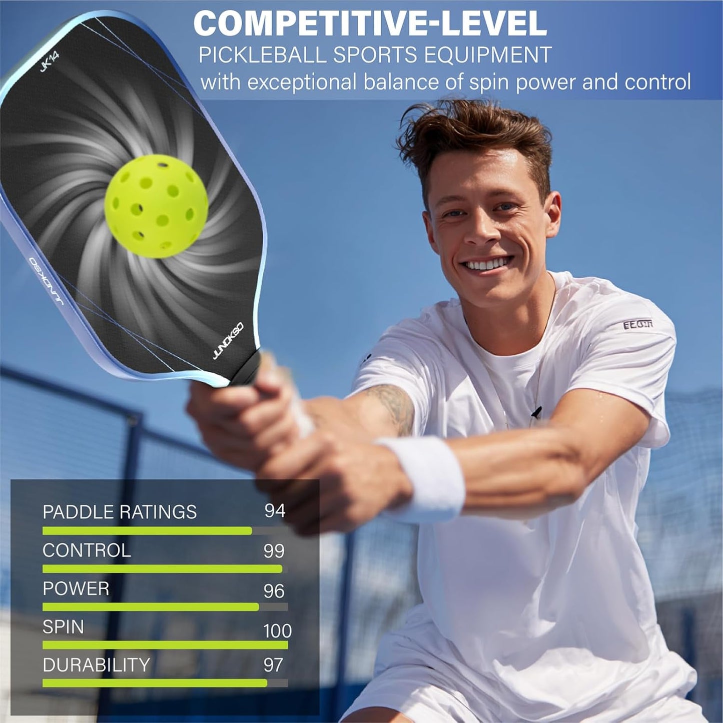 Pickleball Paddles Set of 2 - Graphite Carbon Fiber Pickle Ball Paddle Composite -USAPA Compliant Pro Pickle Racket -14mm Lightweight PP Honeycomb Core -Men's and Women's Outdoor Game Gift Set/Blue