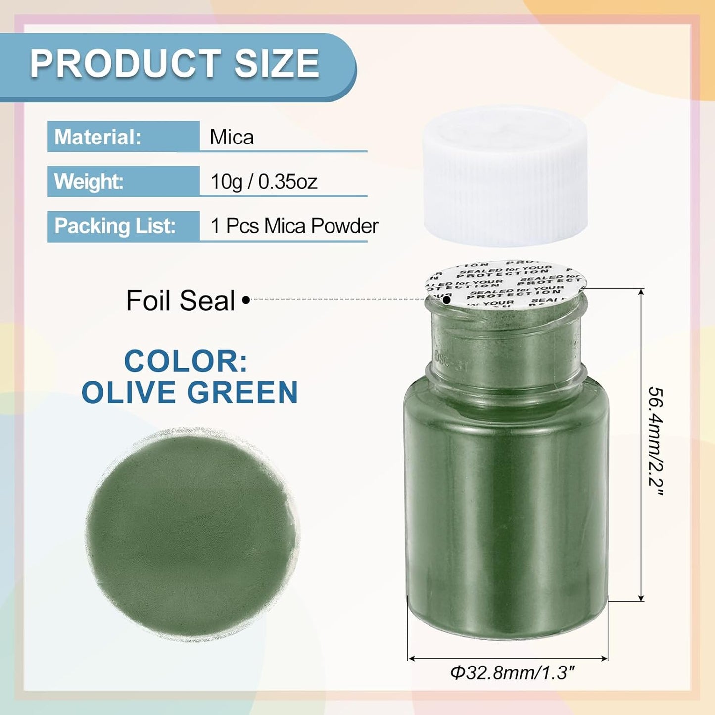 uxcell 10g/0.35oz Cosmetic Grade Mica Powder, 600 Mesh Mica Powder Natural Resin Epoxy Pigment Powders for Casting Resin, Candle Dye, DIY Nail Polish and Lip Gloss, Olive Green