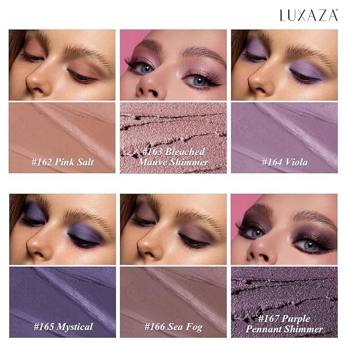 Neutral Eyeshadow Stick Makeup 6PCS Set, Purple Metallic Shimmer Matte Cream Eye Shadow Eyeliner Brightener Pencil Crayon - BLUEBERRY