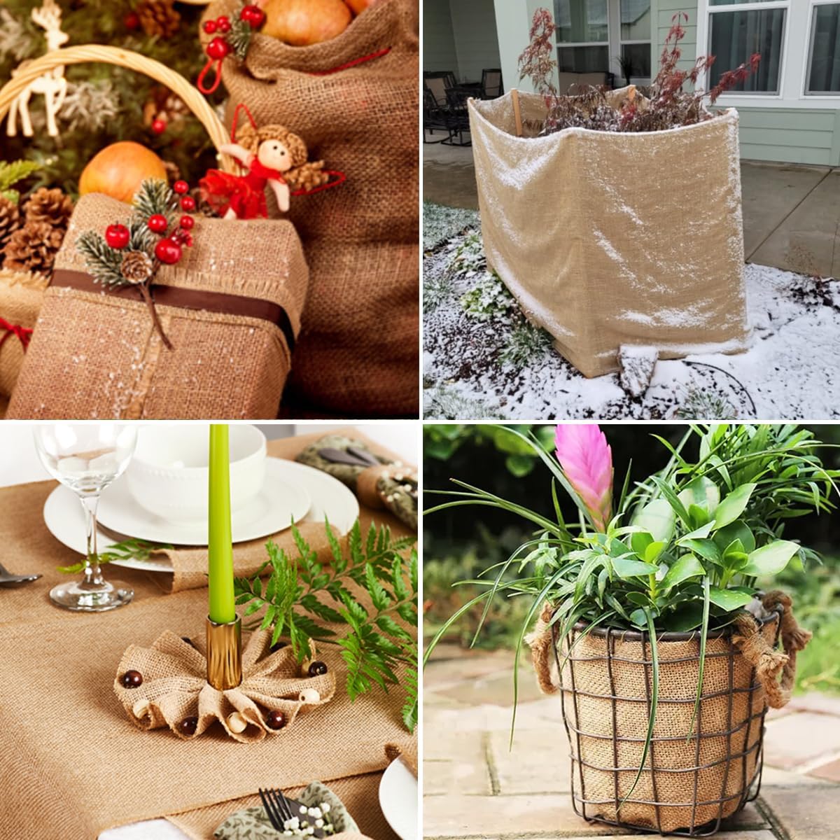 Burlap Fabric Roll, 40" x 24 Feet Burlap Garden Fabric Natural Jute for Decorations, Crafts, Weddings, Table Runner, Landscaping, Plants & Tree Covering