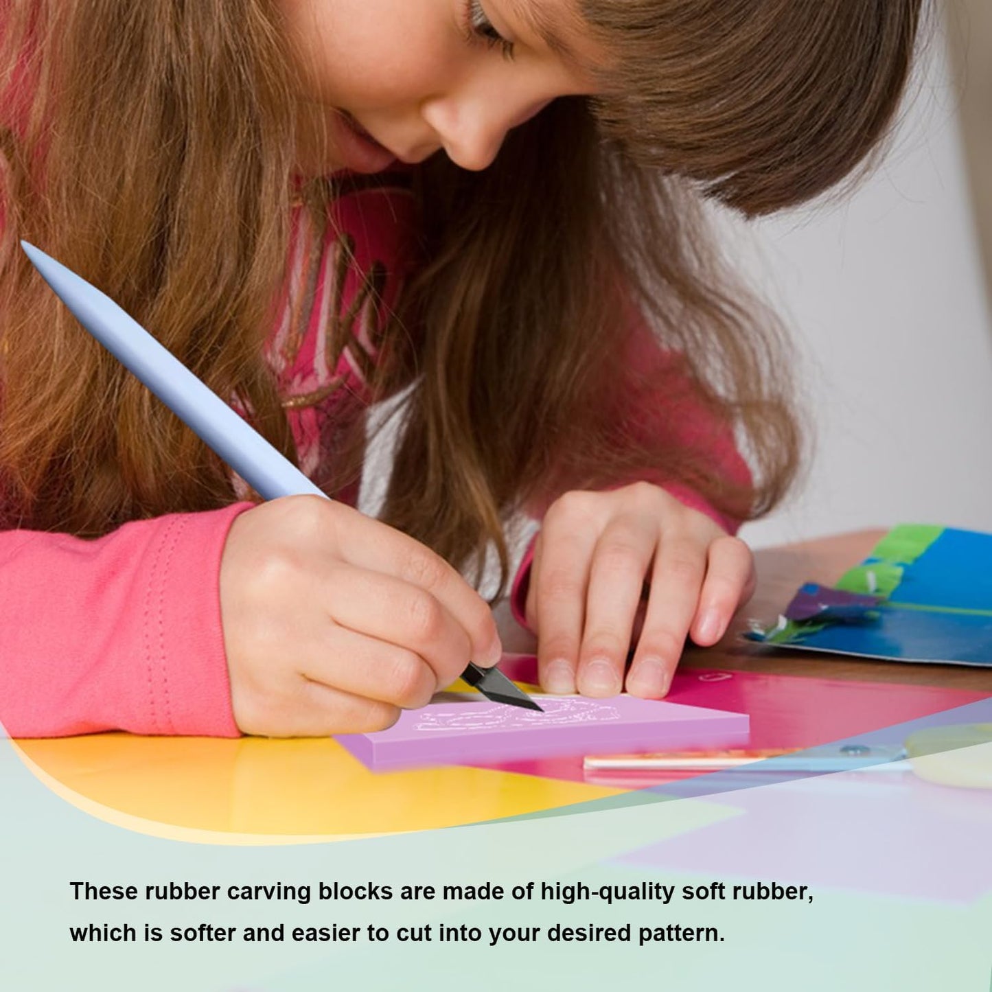 KUKLIPJIM 25 Pcs 4x6" Rubber Linoleum Stamp Carving Blocks for Printmaking, Artists, Crafts and More (Light Purple)