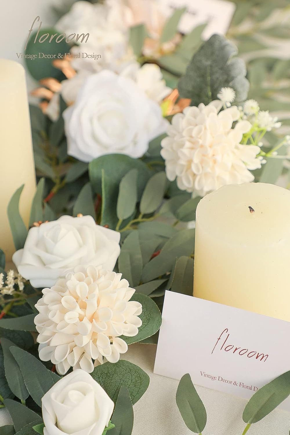 Floroom Artificial Dahlia Flowers 25pcs Real Looking Cream Foam Fake Roses with Stems for DIY Wedding Bouquets Bridal Shower Centerpieces Floral Arrangements Party Tables Home Decoration