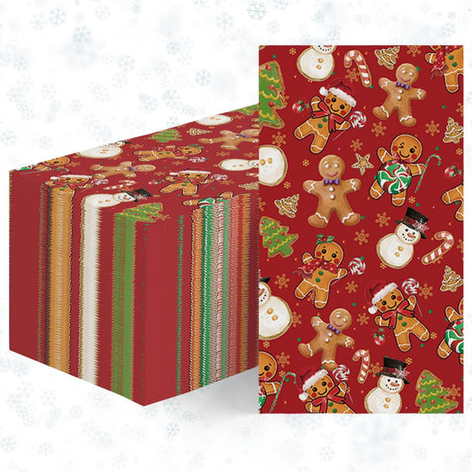 Horaldaily 50 Christmas Disposable Paper Decorative Guest Napkins, Gingerbread Man Hand Towel for Party Lunch Dinner Kitchen Bathroom