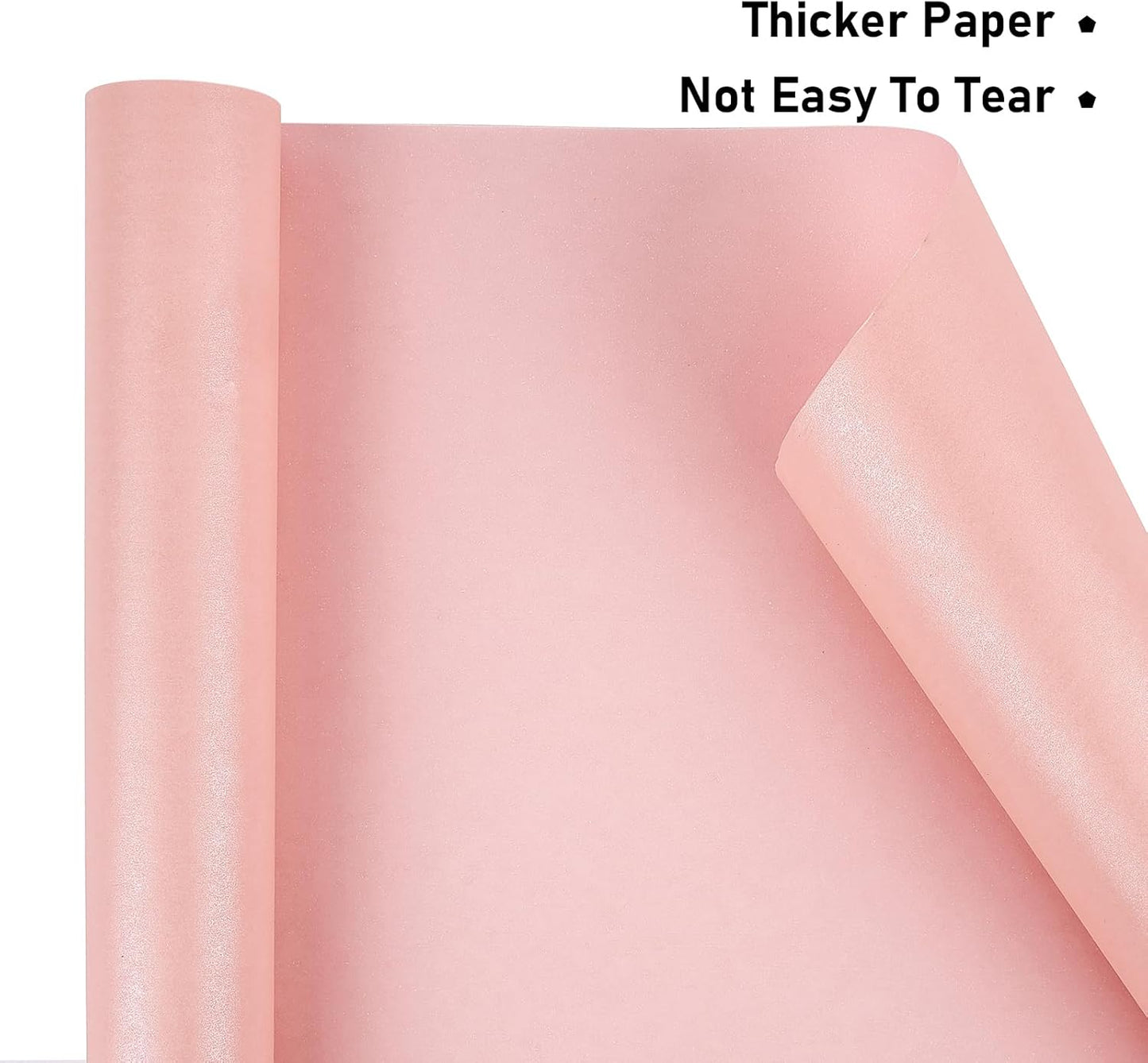 NESCCI Pink Matte Wrapping Paper,Solid Color Pearly-Lustre Paper,Gift Wrapping Paper,Perfect for Wedding,Valentine's Day,Birthday, Christmas,Baby Shower,DIY Bouquet (17 Inches X 32.8 Feet)