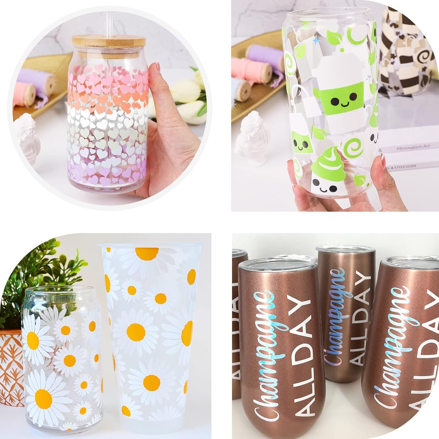 TECKWRAP 001 Smart Adhesive Vinyl Permanent,13in x 5ft, Vinyl for DIY Decal Projects, Compatible with Explore3/Maker3, Matte Coconut White