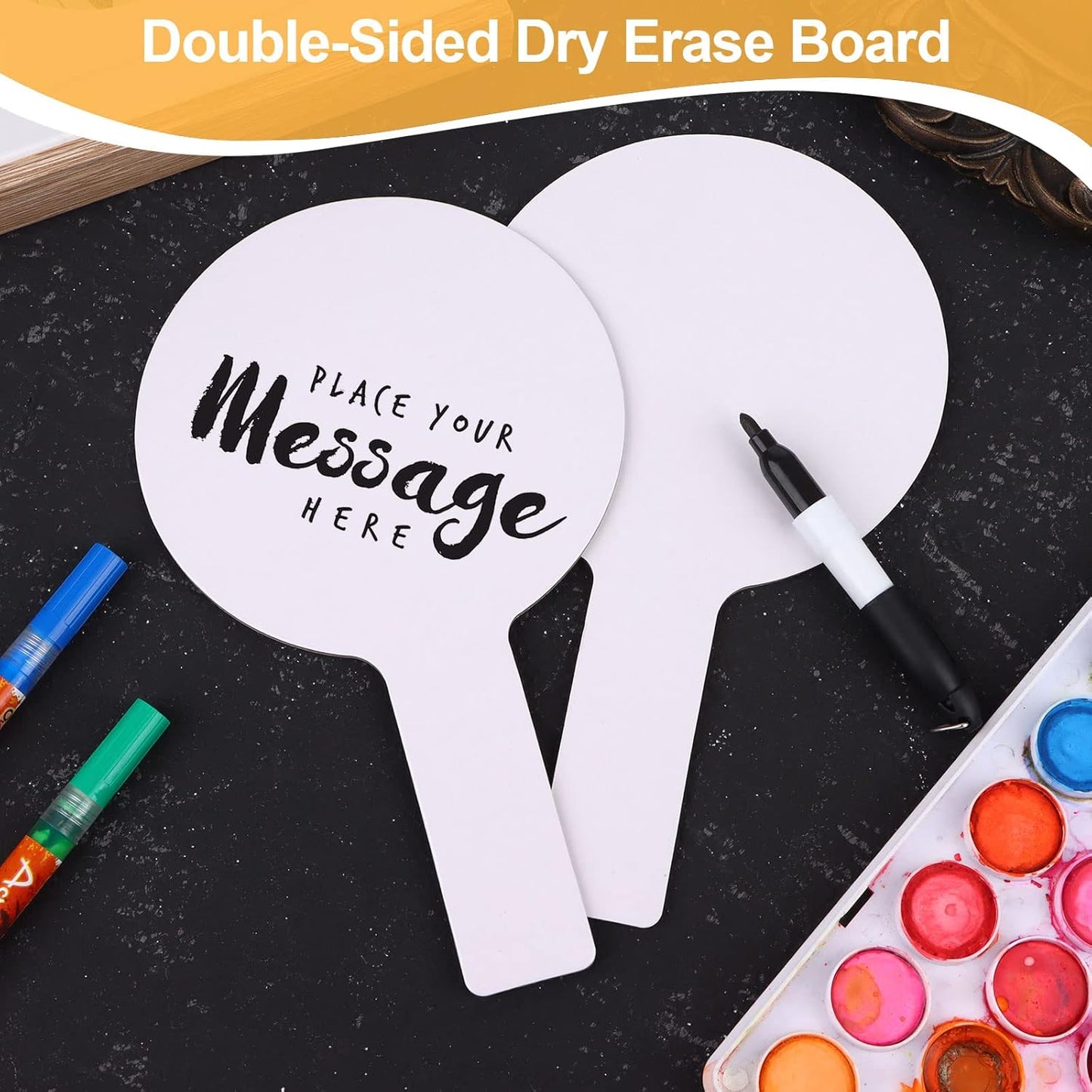 50 Pieces Dry Erase Answer Paddles Handheld Double Sided Paddles Mini White Boards Small White Board Dry Erase Signs Auction Paddles for Students Classroom Voting Bridal Shower Games