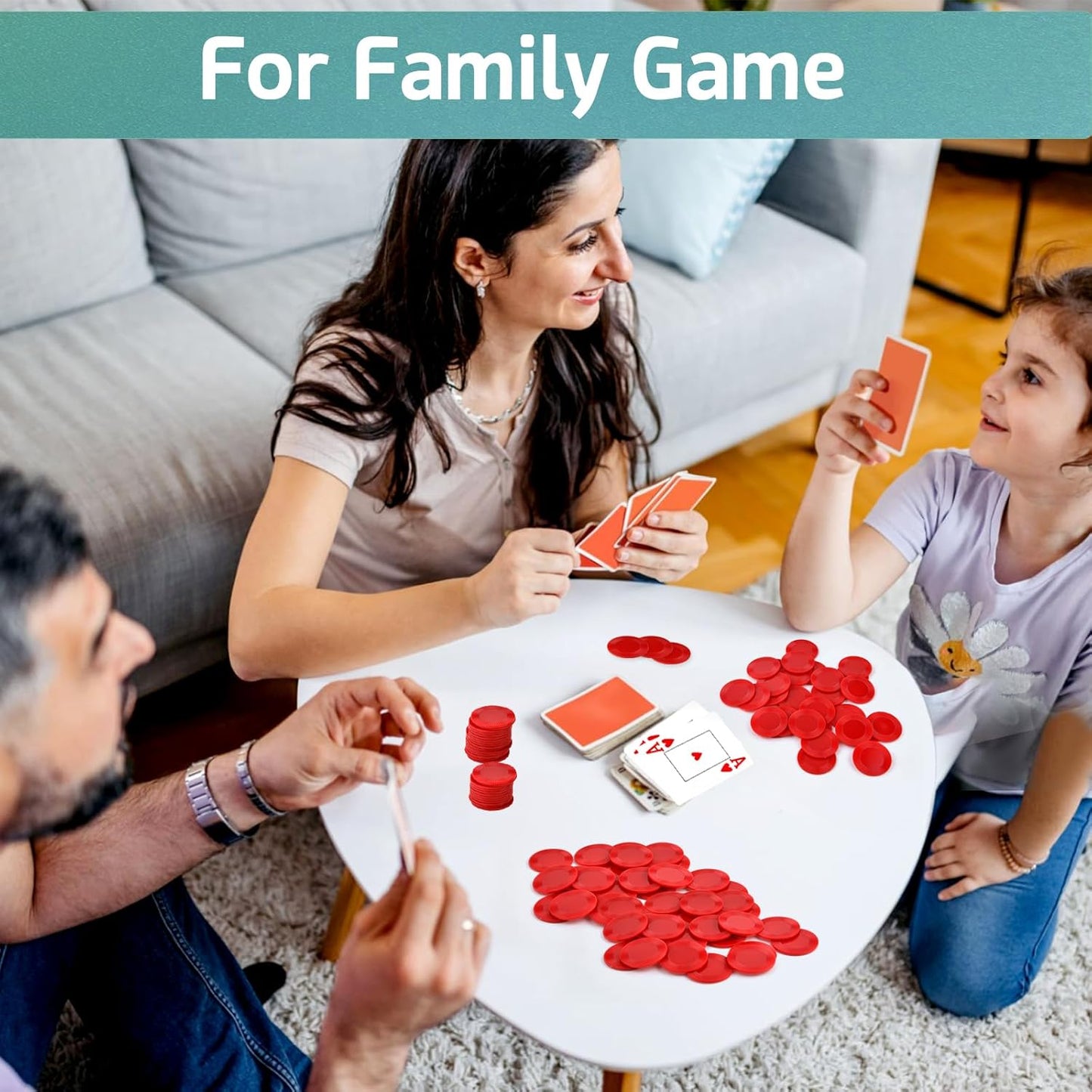 Coopay 1000 Pieces Plastic Poker Chips, Bingo Chips Bulk Learning Counters Disks Poker Card Game, Counting Markers for Math Practice, Game Tokens and Teaching Rewards, 25 mm/ 1 Inch (Red)