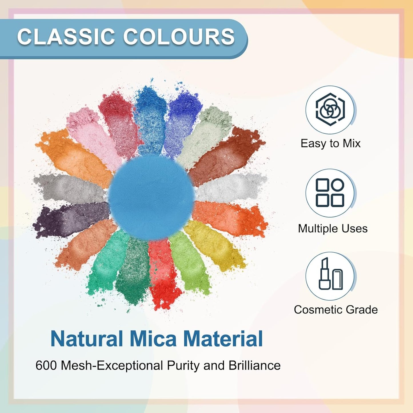 uxcell 10g/0.35oz Cosmetic Grade Mica Powder, 600 Mesh Mica Powder Natural Resin Epoxy Pigment Powders for Casting Resin, Candle Dye, DIY Nail Polish and Lip Gloss, Medium Blue