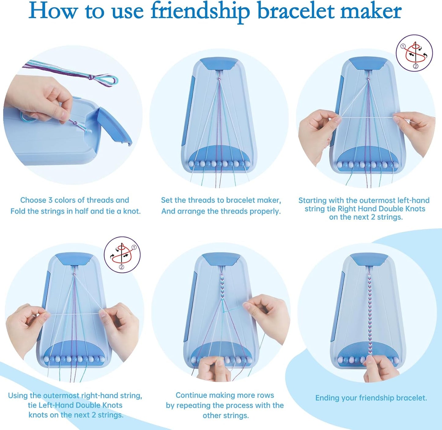 Friendship Bracelet Making Kit for Girls, Arts and Crafts Bracelets String Maker Kit for Kids Ages 8-12 Christmas Birthday Gifts (All Blue)