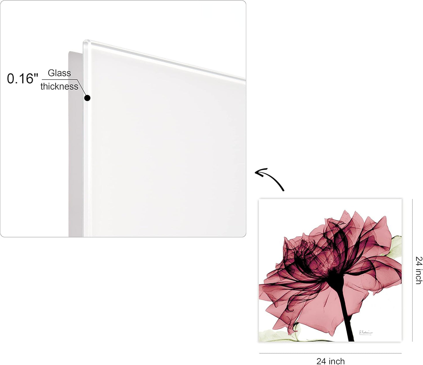 Empire Art Direct Frameless Free Floating Tempered Glass Panel Graphic Wall Art Ready to Hang, 24" x 24", Chianti Rose I, Red Flower Art