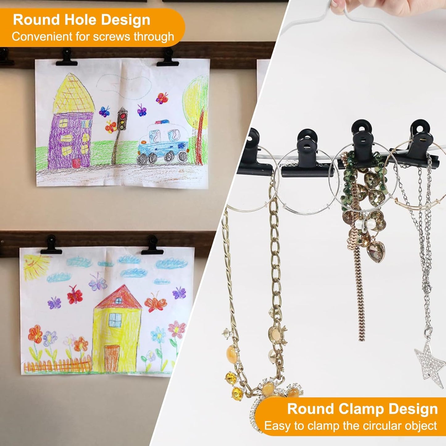 Coideal Black Bulldog Paper Clips 2 Inch, 20 Pack Large Metal Hinge Clips Binder Bull Clip Clamps for Food Bags, Pictures Photos, Art Crafts, Office Supply (50mm)