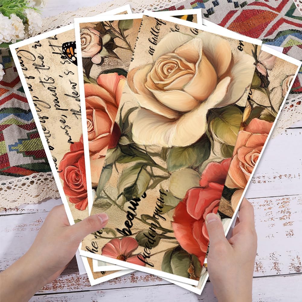 GLOBLELAND 4 Sheets Vintage Flowers Rub on Transfers Rose and Daisy Furniture Decor Transfers Sticker UV Transfers Decal Craft for Bedroom Living Room Desk Table Decoration