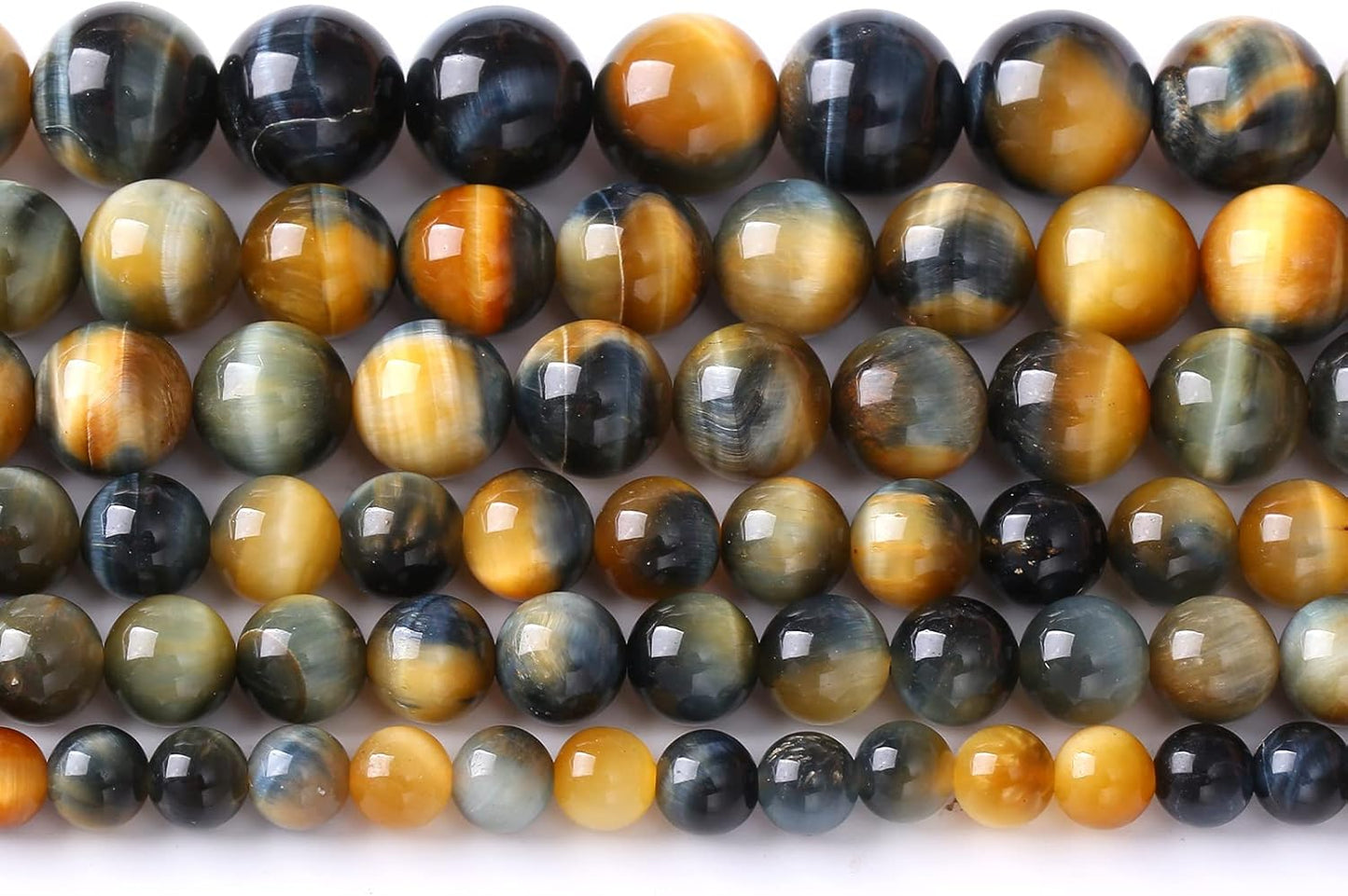 90Pcs 8mm AAAAA Tiger Eye Beads for Jewelry Making - Natural Stone Semi Precious Round Smooth Gemstones Loose Spacer Beads - 32" 2 Strands
