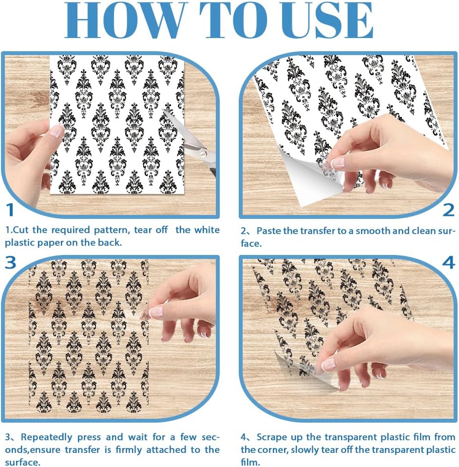 GLOBLELAND 4 Sheets Vintage Peony Flowers Transfer 11.8x5.9inch Flower Background Rub on Transfer Rose Self-Adhesive Wall Art Decals for Bedroom Living Room Desk Table Decoration