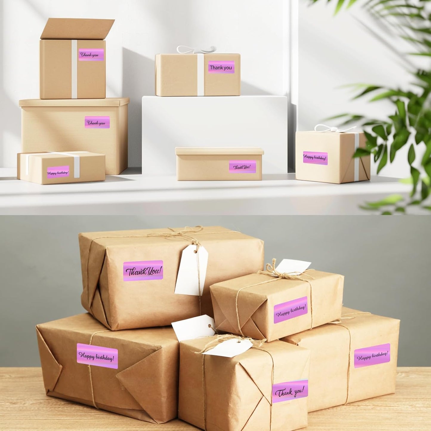 Direct Thermal Label 2x1 Inch- Barcode Labels- Holographic Thermal Sticker Labels for Address, Shipping, Compatible with Rollo Label Printer & MUNBYN& Zebra (300 Labels/Pink)