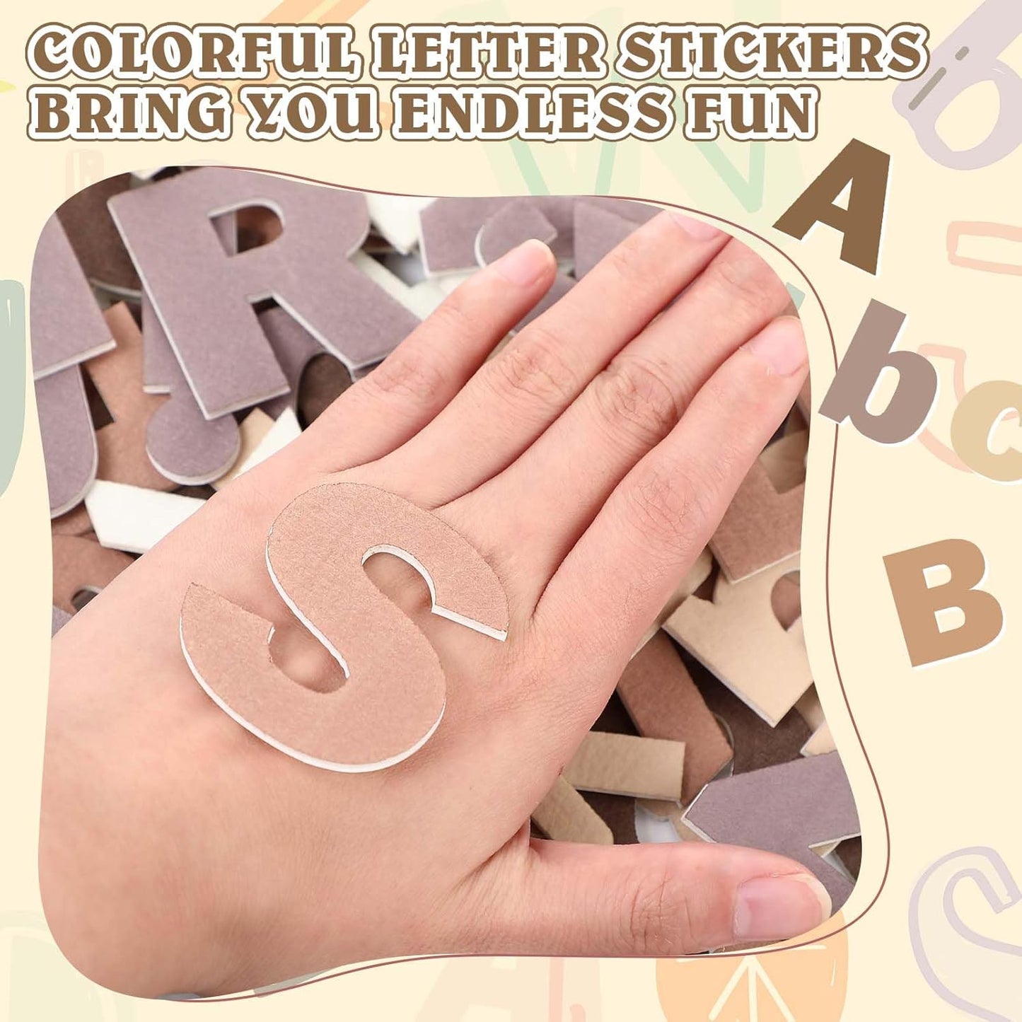Breling 310 Pieces Felt Bulletin Board Letters Sticker with Number, 2" Bulk Self Adhesive ABC Upper Lowercase Sticky Letter for Christmas Gift Poster Bulletin Board Classroom(Brown Color)