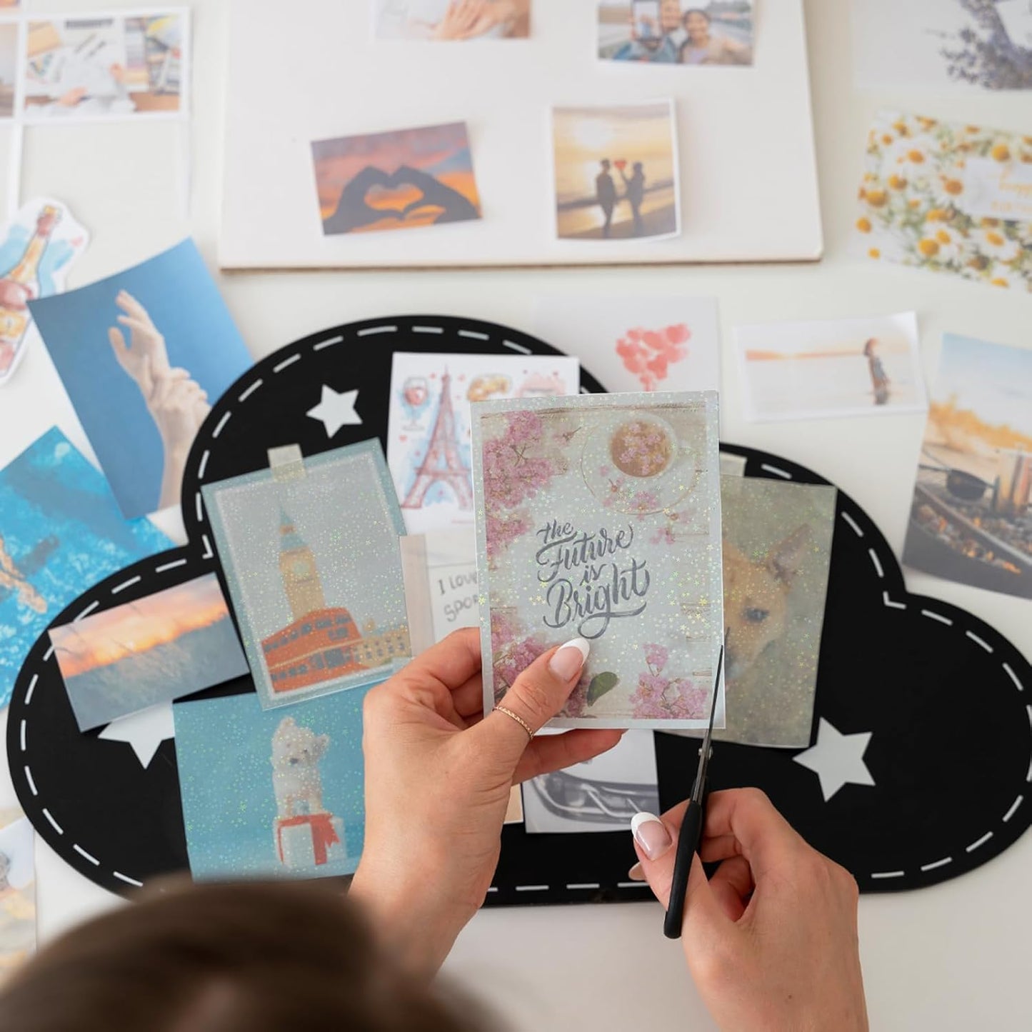 20 Sheets Holographic Sticker Paper,8.5x11 Inch Clear Printable Vinyl Sticker Papers,Self-Adhesive Waterproof for Inkjet/Laser Printer（Clear Five-Pointed Star）