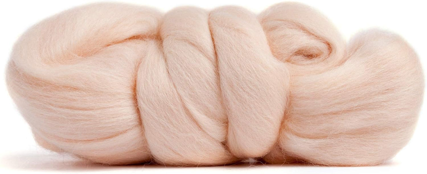 Desert Breeze Distributing 100% Natural Merino Wool Roving - Premium Combed Top Merino Roving Wool - Tapestry, Spinning, Wet Felting & Needle Felting Supplies - 21.5 Micron - 1 oz, Color Vanilla