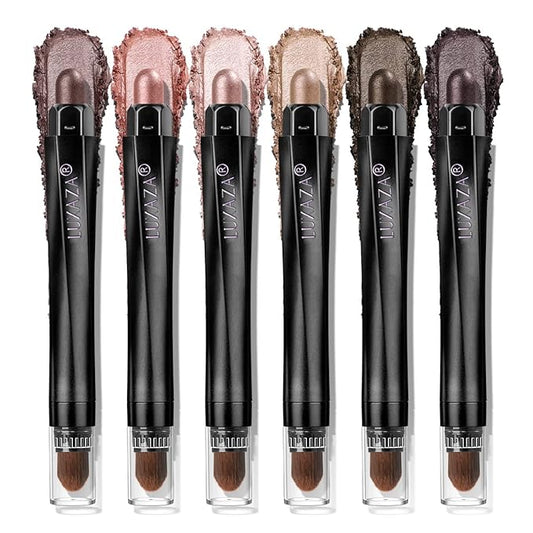 Neutral Eyeshadow Stick Makeup 6PCS Set, Metallic Shimmer Matte Cream Eye Shadow Eyeliner Brightener Pencil Crayon - PINK OCEAN