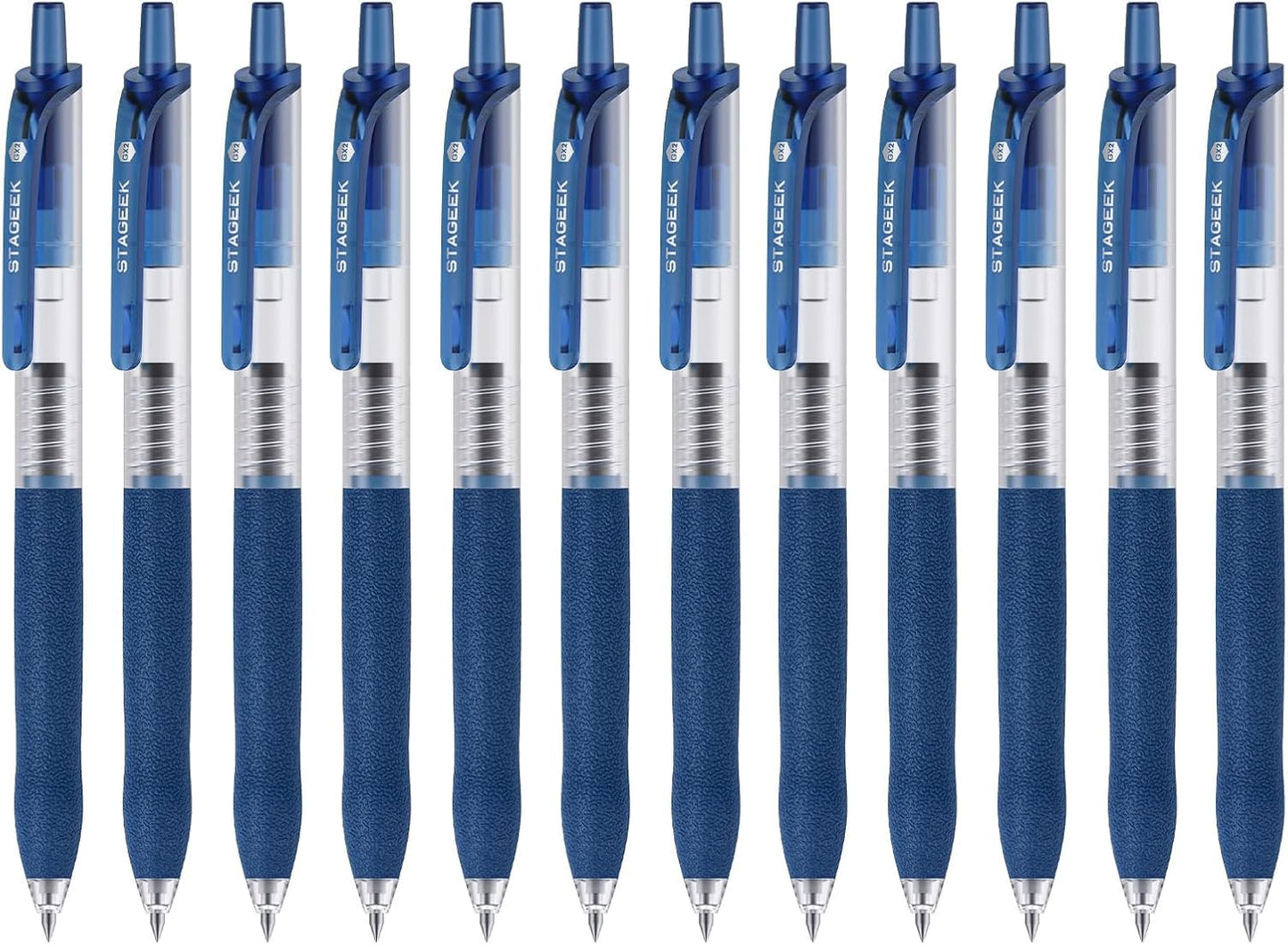0.5mm Gel Pens Fine Point Smooth Writing Pens, 12PCS Blue Ink Pens, Retractable Leather-Like Blue Gel Pens, Business Gel Pen for Journaling, Writing, School, Office Use (Blue)