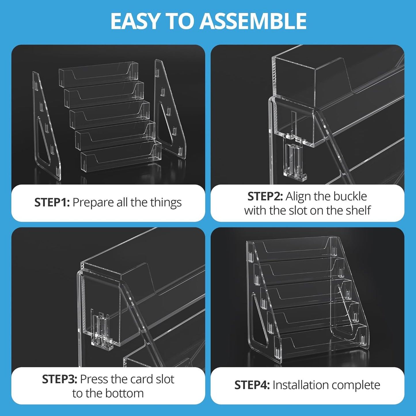 5 Tier Acrylic Card Display Stand, Clear Display for Greeting Cards, Sports Cards, Postcards, Stickers & Brochures