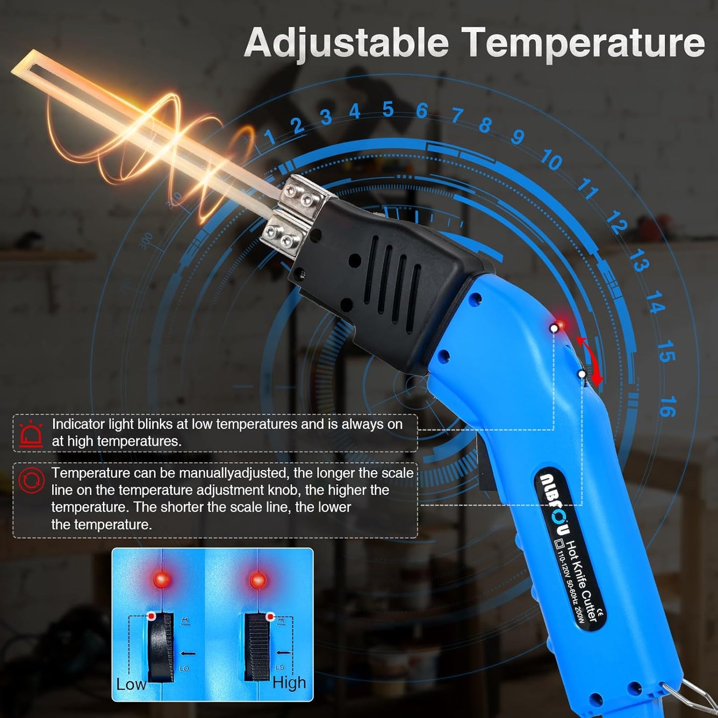 Hot Knife Foam Cutter Air Cooled 200W (4 Blades) Electric Hot Knife Styrofoam Cutter Foam Cutting Tool for EPP, EPS, XPS, EVA, EPE, PU, KT Board, Sponge