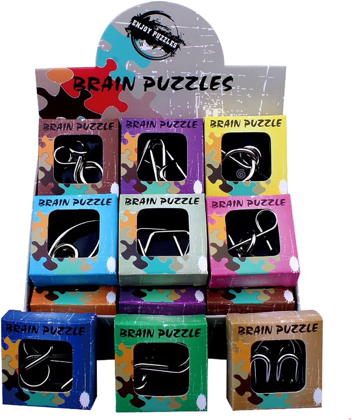 AHYUAN 24 Pack Metal Puzzles Brain Teaser IQ Wire Metal Puzzles with Paper Box Gift Package Fidget Toys Educational Puzzle Games Toys Magic Trick Toy Party Favors for Kids Adults Challenge