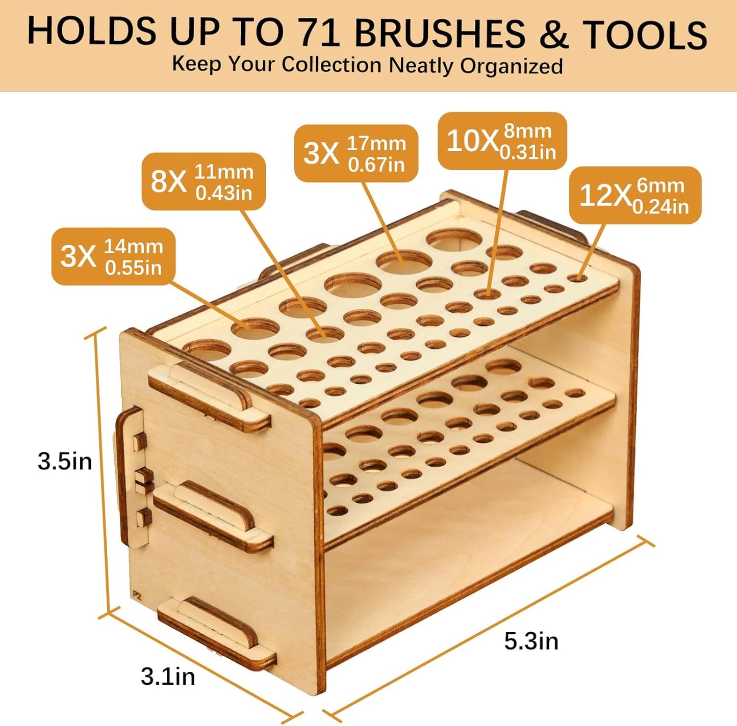 Paint Organizer with Brush Holder – 105-Bottle Holder with 6 Miniature Stands – Brush and Paint Storage for Miniature Painting