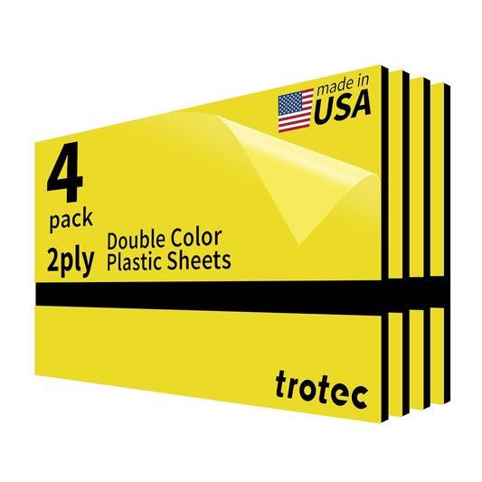 Trotec TroLase | 12"x24"x1/8", 4 Pcs | Yellow/Black | 2 Ply | Modified Acrylic | Laser Engraving Double Color Plastic Sheet | Engraving Blanks for Laser, Saw, Guillotine | Made in USA