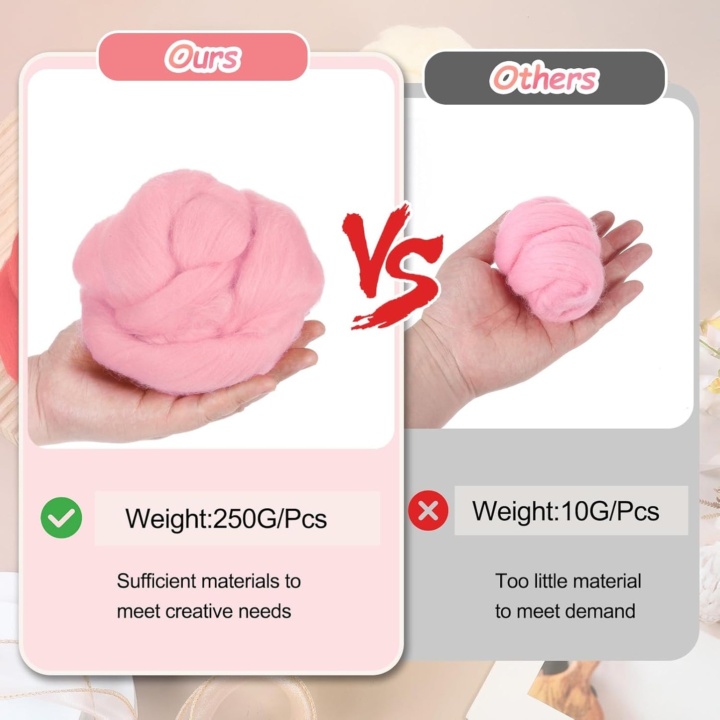 PATIKIL Wool Roving Yarn, 250G/8.8OZ Felting Wool Pure Roving Yarn, Purple