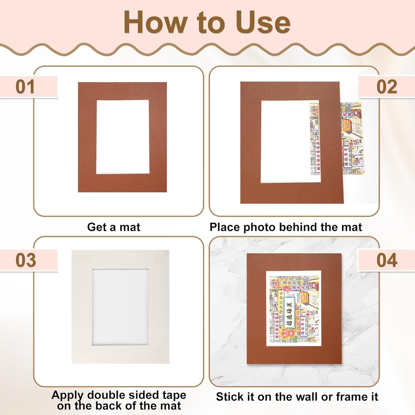 uxcell 10Pcs Picture Mats, 8 x 10 Mat Board Center for 5 x 7 Pictures Acid Free White Core Bevel Cut Frame Mattes for Display Art Measuring, Gold