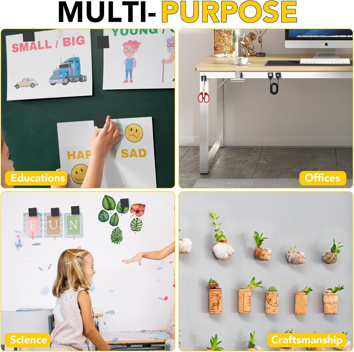 DIYMAG Magnets with Adhesive Backing,300Pcs Adhesives Magnet Squares for Whiteboard Crafts Small Magnetics Tape Magnetic Sheets Magnetism Strips Stickers for Classroom Refrigerator 0.8 x 0.04inch