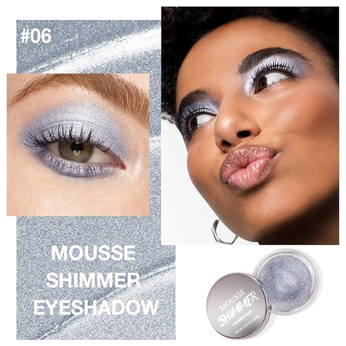 Cream Glitter Grey Blue Shimmer Metallic Eyeshadow Palette Makeup, Natural Single Mini Instant Holographic Eyeshadow For Older Women, Sombras Crema Para Ojos, Talc, Paraben & Cruelty Free