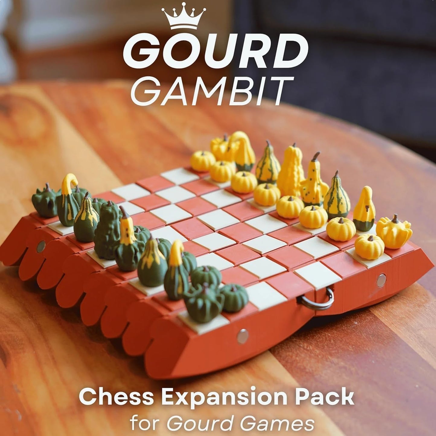 Pumpkin Game Set: Magnetic Chess Checkers, Cribbage, Dice Tower, Card Holder, Gourd Gambit Pumpkin Chess Expansion Pack for Gourd Games, 3D Printing Portable Adult Pumpkin Board Game Set(#2)