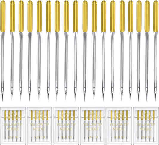HONEYSEW 30 Pieces Sewing Machine Needles HAX1 130/705H Universal Regular Point Flat Shank Sewing Needle Compatible with Singer, Brother,Janome,Pfaff and Other Brand (Yellow Size 18-30PCS)