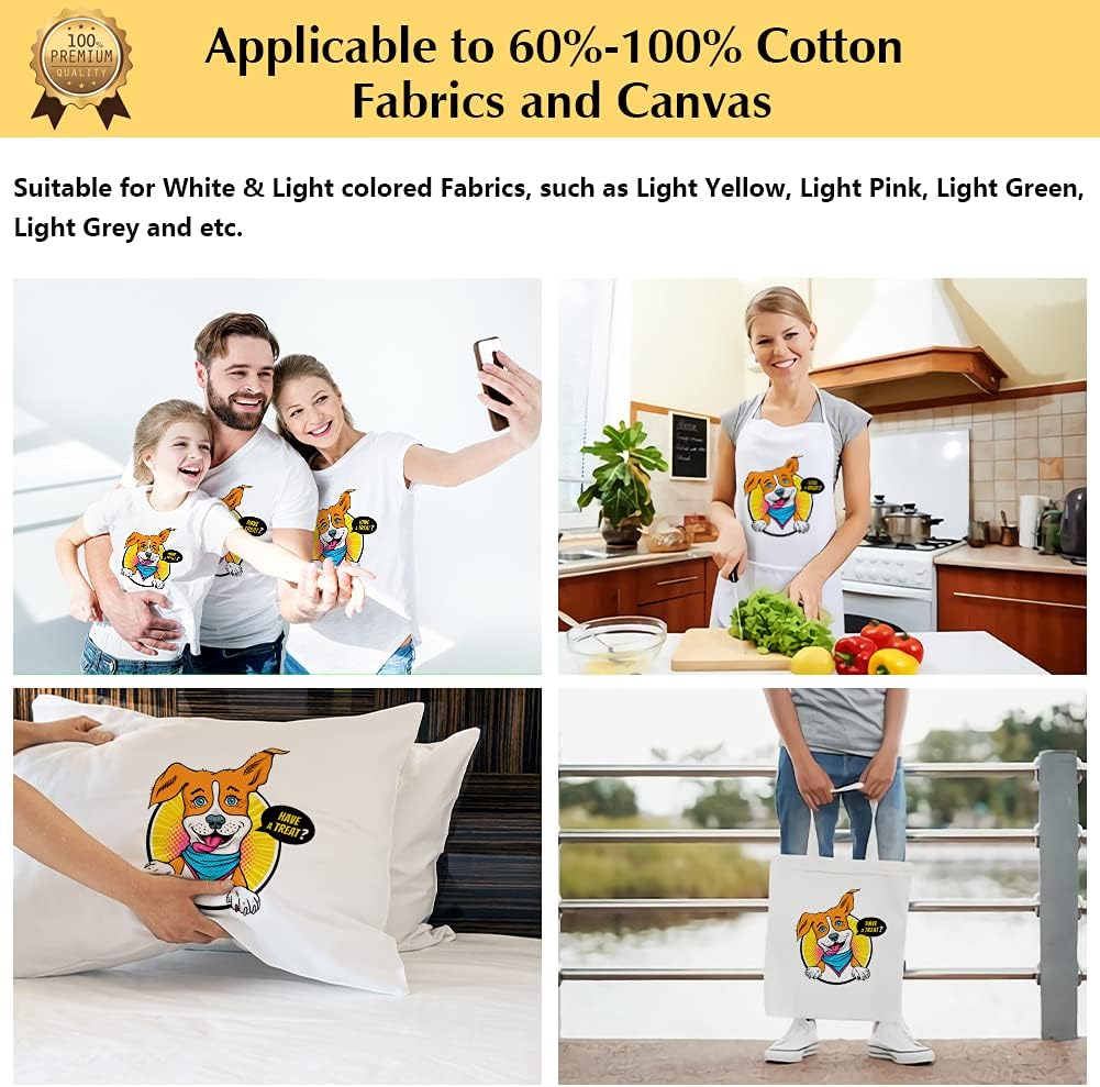 TransOurDream Tru-Heat Transfer Paper for T Shirts (Light 3.0, 15 Sheets, 8.5x11") Printable HTV Heat Transfer Vinyl for Inkjet & Laser Printer Iron on Transfers for Light Fabrics (TRANS-L3-15-3)