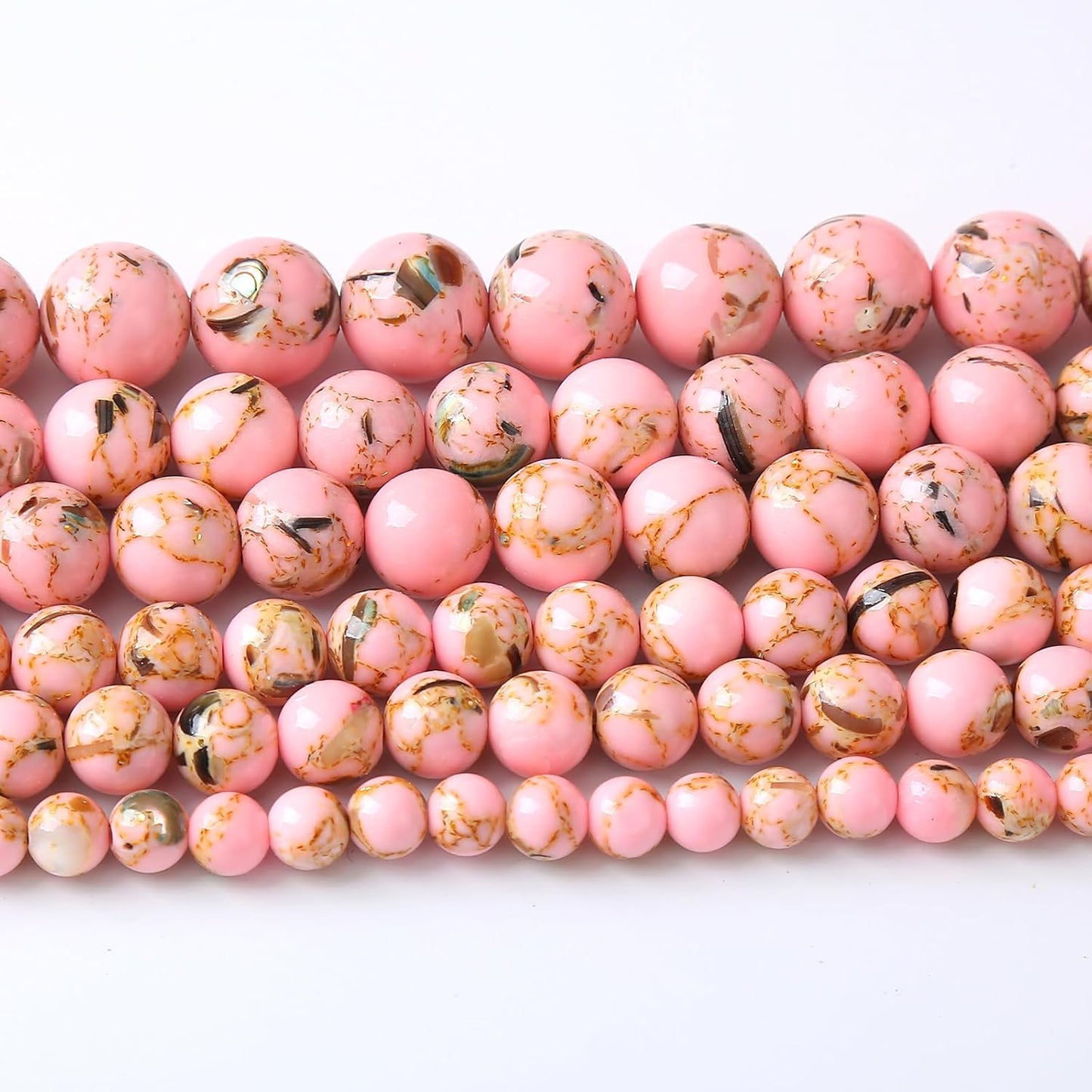 60PCS 6MM Natural Pink Shell Turquoise Beads for Jewelry Making with Mother-of-Pearl Round Loose Beads DIY Bracelet Accessories 15" (6mm, Pink Shell Turquoises)