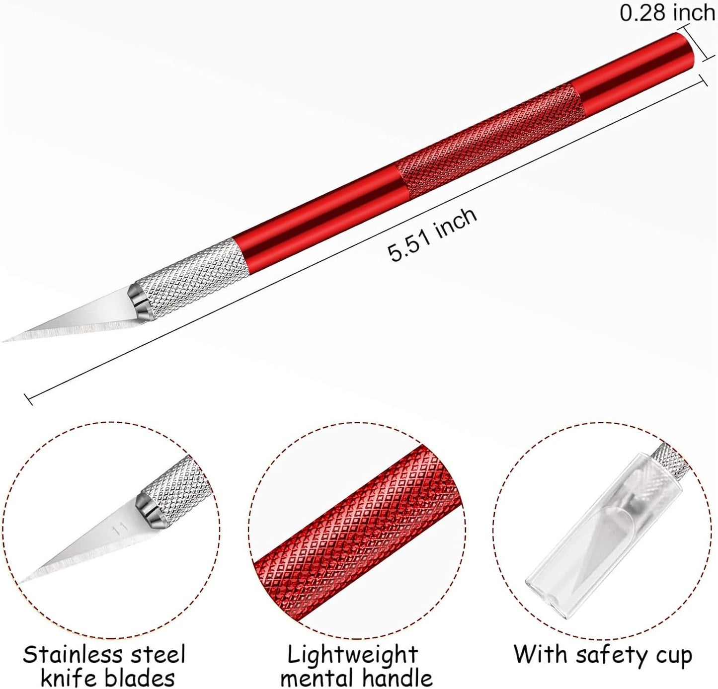 15 Pack Exacto Knife Set, Hobby Knife, Back to School Supplies Craft Knifes Kit for Art, Carving, DIY, Scrapbooking, Art, Cutting, Stencil(Red)