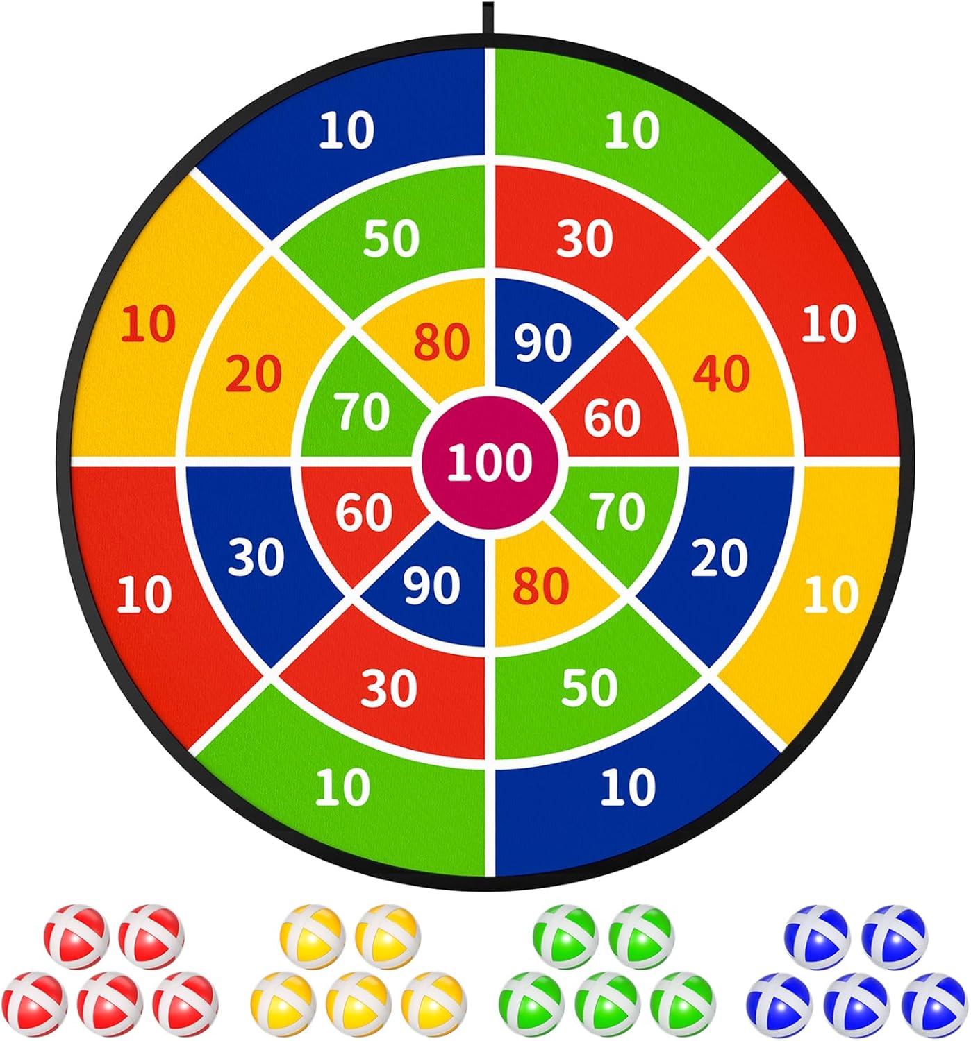 TEMI 29" Large Dart Board for Kids, Boys Toys Dartboards with 20 Balls, Indoor and Outdoor Sport Fun Party Play Game Toys, Birthday Gifts for Boys Girls 3 4 5 6 7 8 9 10 11 12 Years Old