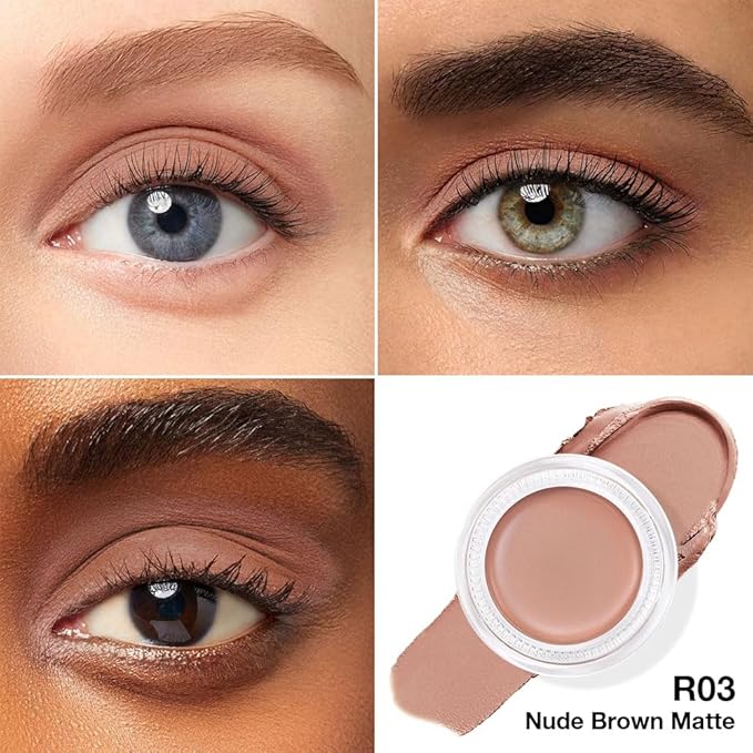 Single Cream Nude Brown Matte Eyeshadow Palette Makeup, Natural Single Mini Instant Holographic Eyeshadow For Older Women, Sombras Crema Para Ojos, Talc, Paraben & Cruelty Free, R03