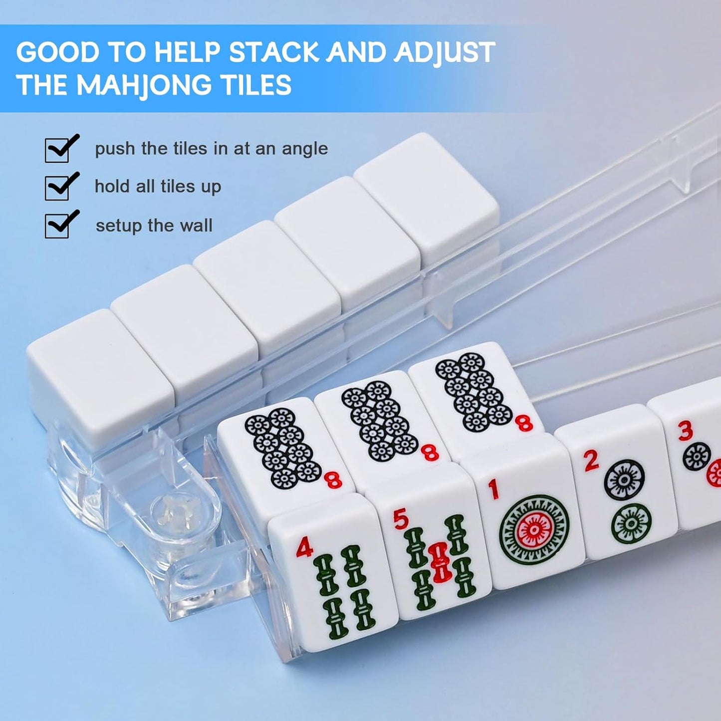 Mahjong Racks with Pushers Set of 4, Plastic American Mahjong Tile Racks Transparent, Mah Jongg Accessories Gifts for Mj Enthusiast