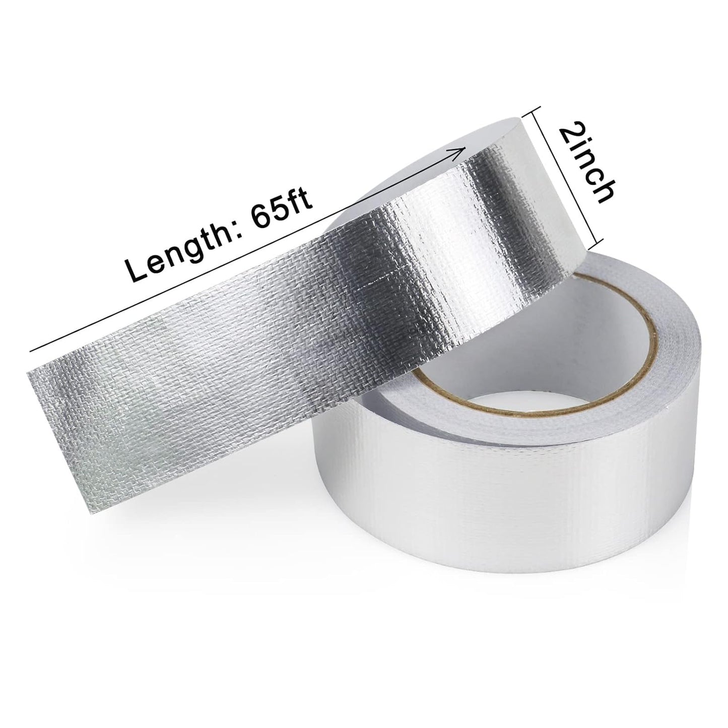 BOMEI PACK 1 Roll Aluminum Foil Heat Shield Cool Tape 2 Inch x 66 ft Heat Reflective Thermal Barrier Reflective Tape for Hose and Auto Use