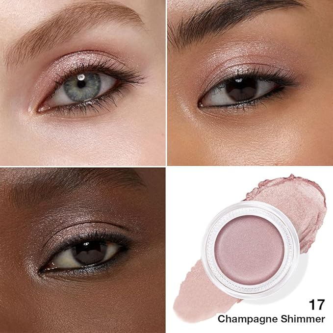 Cream Glitter Champagne Shimmer Metallic Eyeshadow Palette Makeup, Natural Single Mini Instant Holographic Eyeshadow For Older Women, Sombras Crema Para Ojos, Talc, Paraben&Cruelty Free, 17
