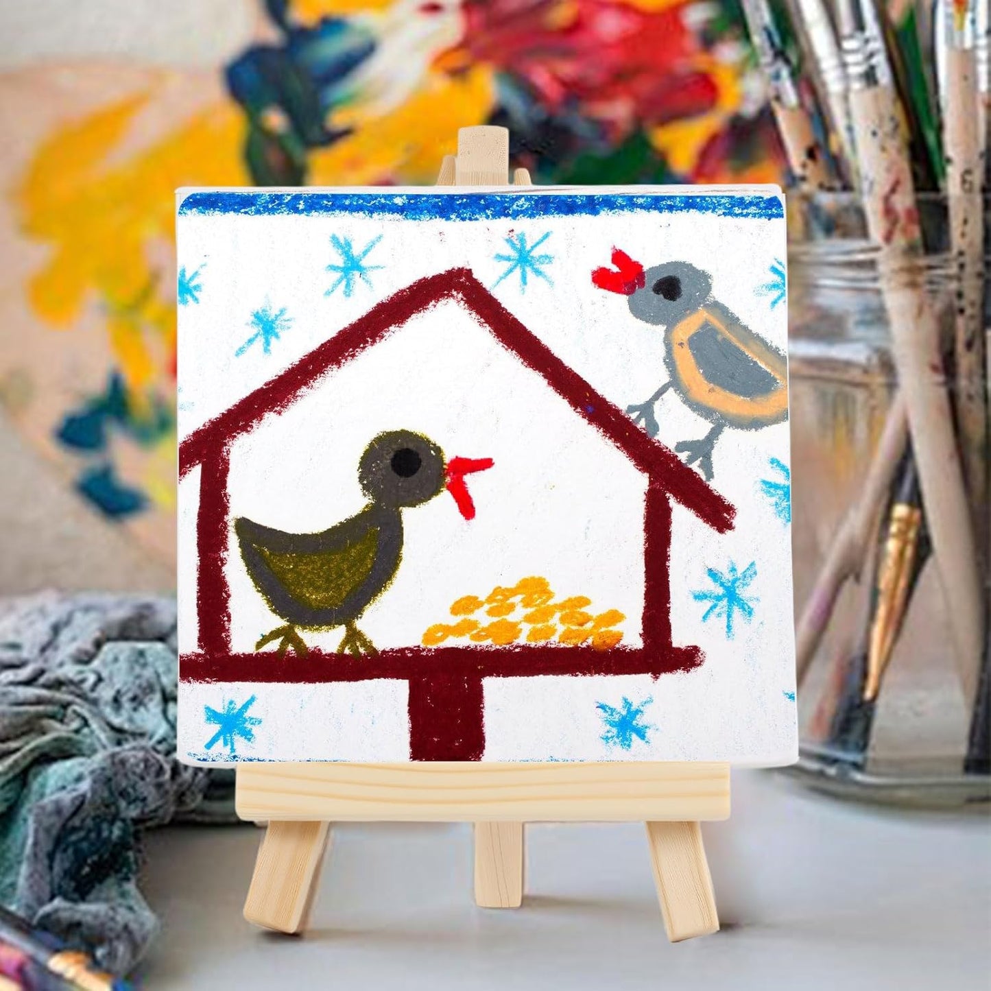 24 Pcs 5 Inch Mini Wood Display Easel, Small Wooden Easel Stand Art Craft Painting Triangle Stand Canvas Holder for Card Artist Photos Tabletop